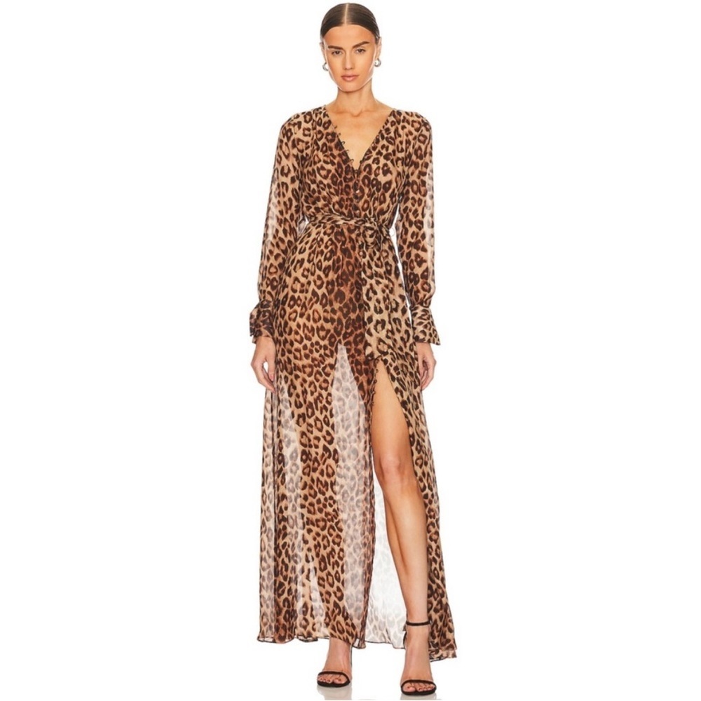 L'agence 100% Silk Dress In Cheetah